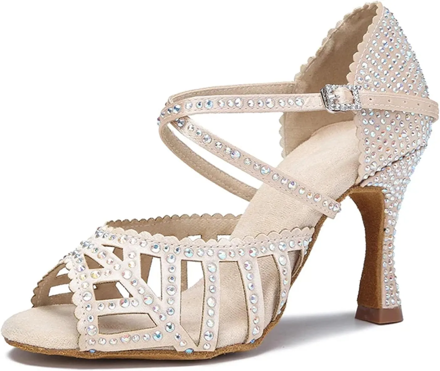 Women's White Jazz Latin Dance Shoes - Salsa Tango Ballroom Wedding Sandals, 5CM/2Inch Heel Height